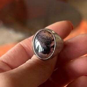 Montana agate sterling silver cigar dome ring